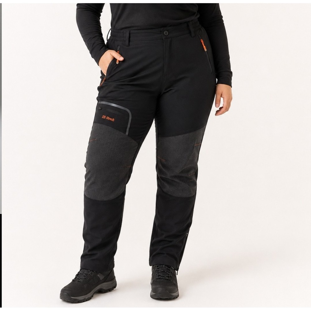 Postropaky Hiking Pants Women 18 Regular Black EX-Stretch Fleece Lined Outdoor